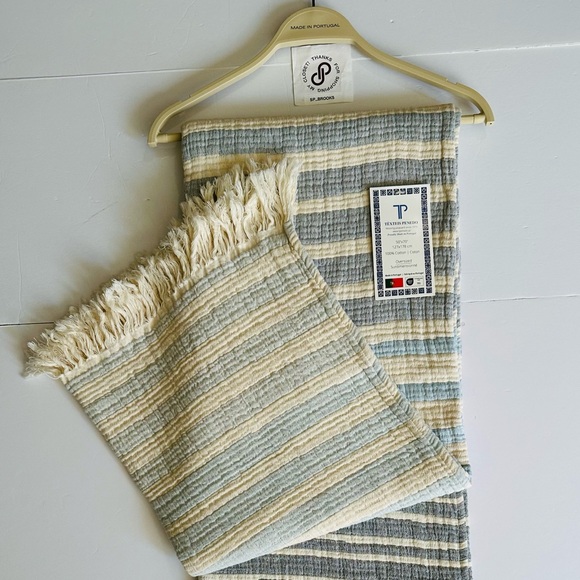 🎁Texteis Penedo Throw Blanket - Ombré Blue Stripe - Picture 7 of 9